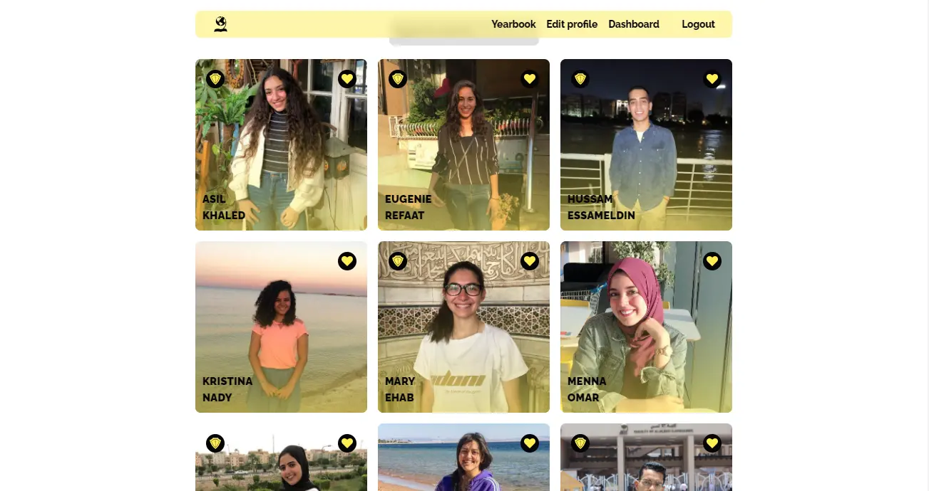 Screenshot of Alsun Yearbook.